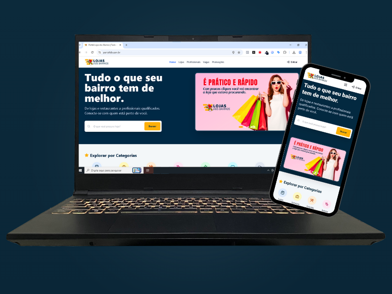 Portal LDB - Lojas dos Bairros em Laptop e Mobile